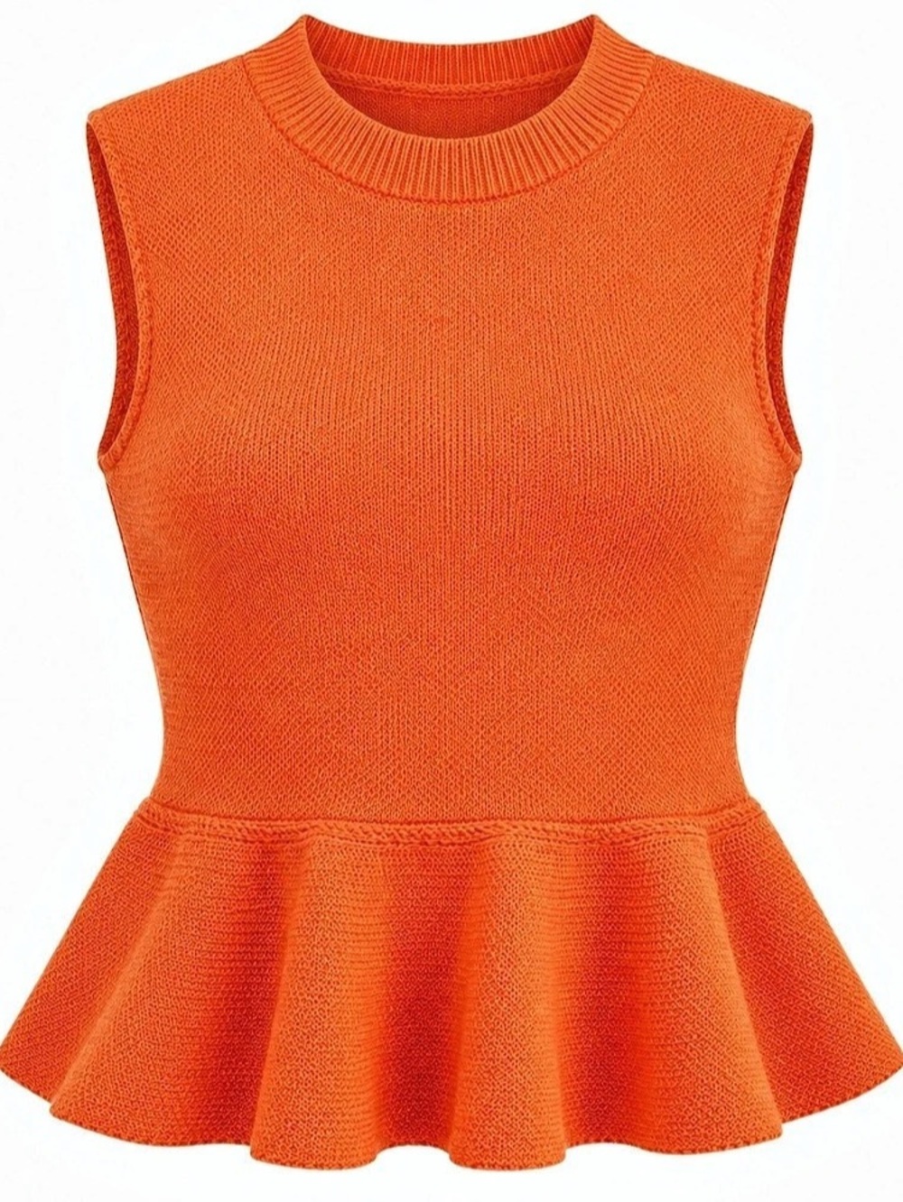 COMMENSE Orange Sleeveless Peplum Knit Sweater Vest Size Small NWT